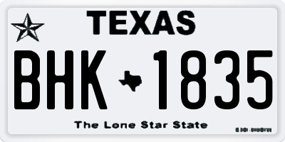 TX license plate BHK1835