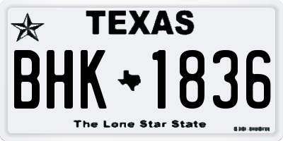 TX license plate BHK1836
