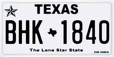 TX license plate BHK1840