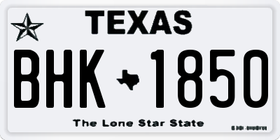 TX license plate BHK1850