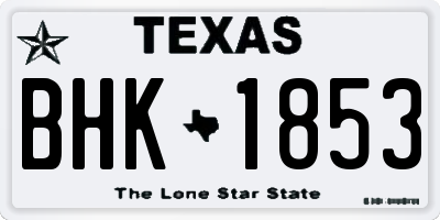 TX license plate BHK1853