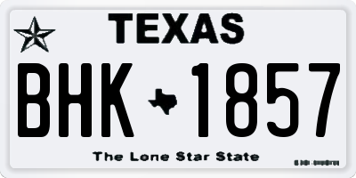 TX license plate BHK1857
