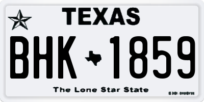 TX license plate BHK1859