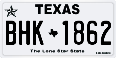 TX license plate BHK1862