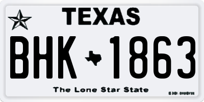 TX license plate BHK1863