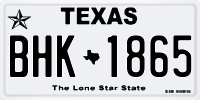 TX license plate BHK1865