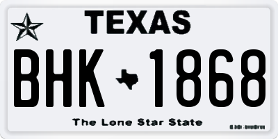 TX license plate BHK1868