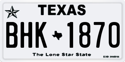 TX license plate BHK1870