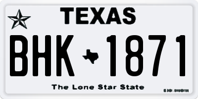 TX license plate BHK1871