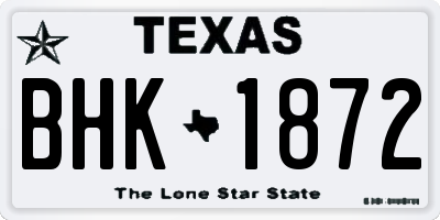 TX license plate BHK1872