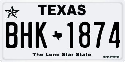 TX license plate BHK1874