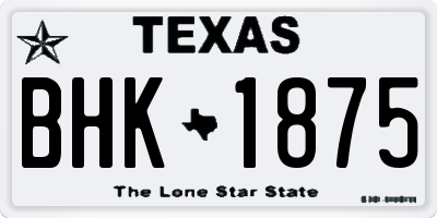 TX license plate BHK1875