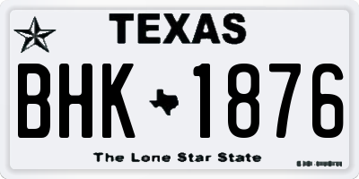 TX license plate BHK1876