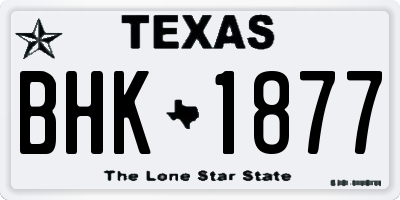 TX license plate BHK1877