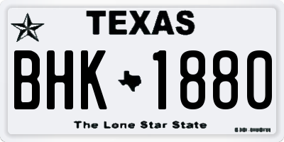 TX license plate BHK1880