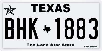 TX license plate BHK1883