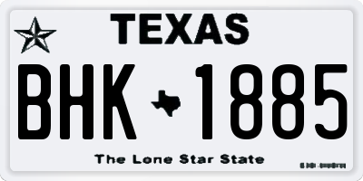 TX license plate BHK1885