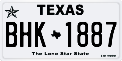 TX license plate BHK1887