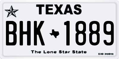 TX license plate BHK1889