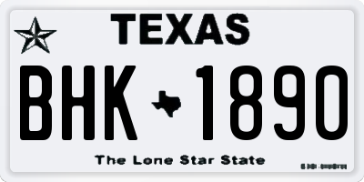 TX license plate BHK1890