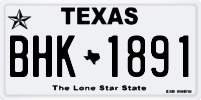 TX license plate BHK1891