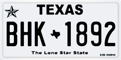 TX license plate BHK1892