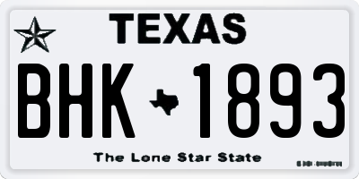 TX license plate BHK1893
