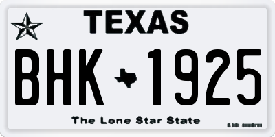TX license plate BHK1925