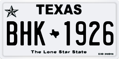 TX license plate BHK1926