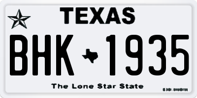 TX license plate BHK1935