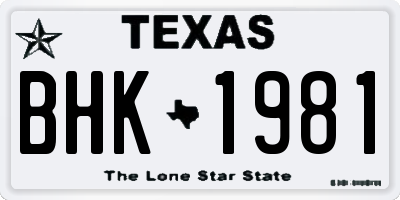 TX license plate BHK1981