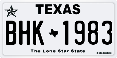 TX license plate BHK1983