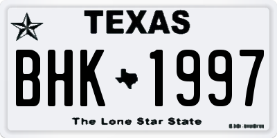 TX license plate BHK1997