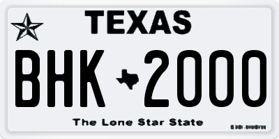 TX license plate BHK2000