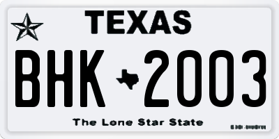 TX license plate BHK2003