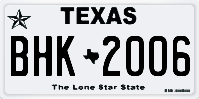 TX license plate BHK2006