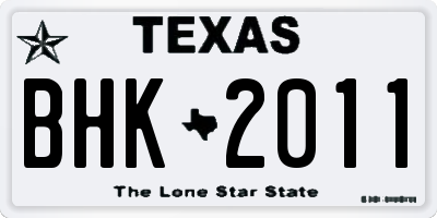 TX license plate BHK2011