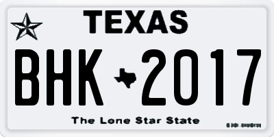 TX license plate BHK2017
