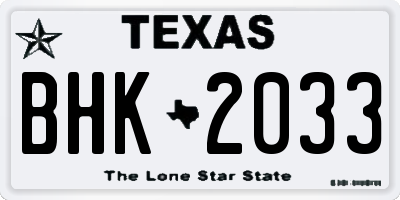 TX license plate BHK2033