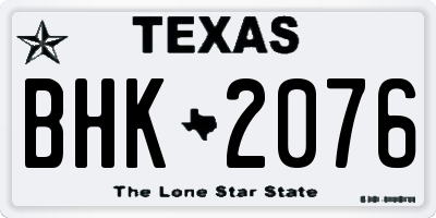 TX license plate BHK2076
