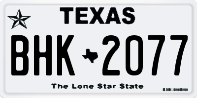 TX license plate BHK2077