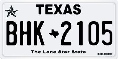 TX license plate BHK2105