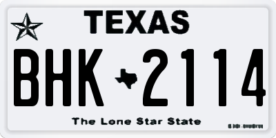 TX license plate BHK2114