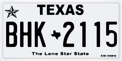 TX license plate BHK2115
