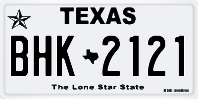 TX license plate BHK2121