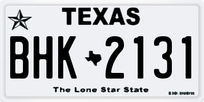 TX license plate BHK2131