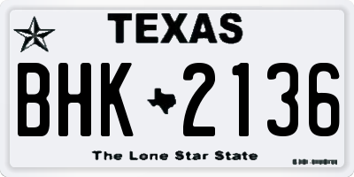 TX license plate BHK2136