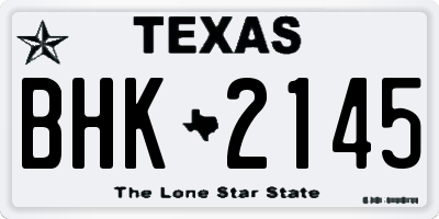 TX license plate BHK2145