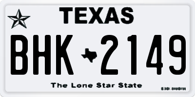 TX license plate BHK2149