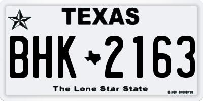 TX license plate BHK2163